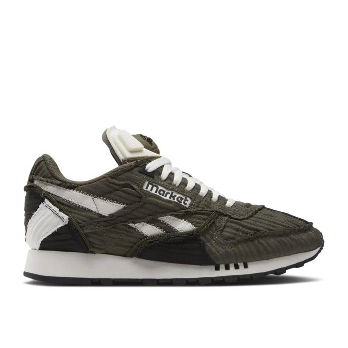 リーボック Reebok 【 Market X Classic Leather Pump \u0027Army Green\u0027 Men Army Green/Core Black/Chalk 】 古典派音楽 なめし革 揚水機 メンズ 正規陸軍 green 緑・緑であること 中核グループ 黒いこと 黒いこと
