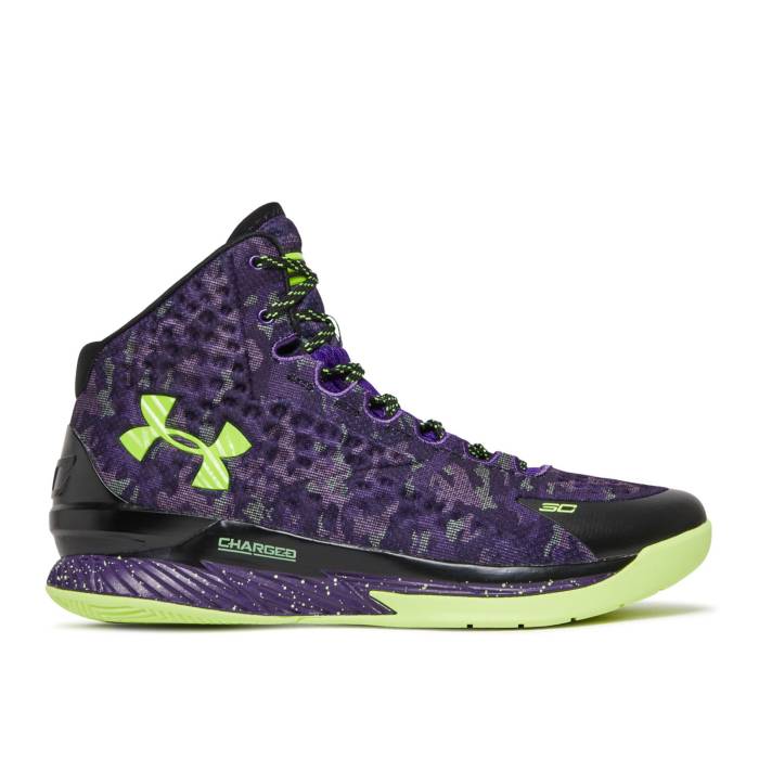 アンダーアーマー Under Armour 【 Curry 1 Retro \u0027Dark Matter\u0027 Men Black/Purple Rain 】 カリー レトロ メンズ 黒いこと 黒いこと Purple 紫・パープル