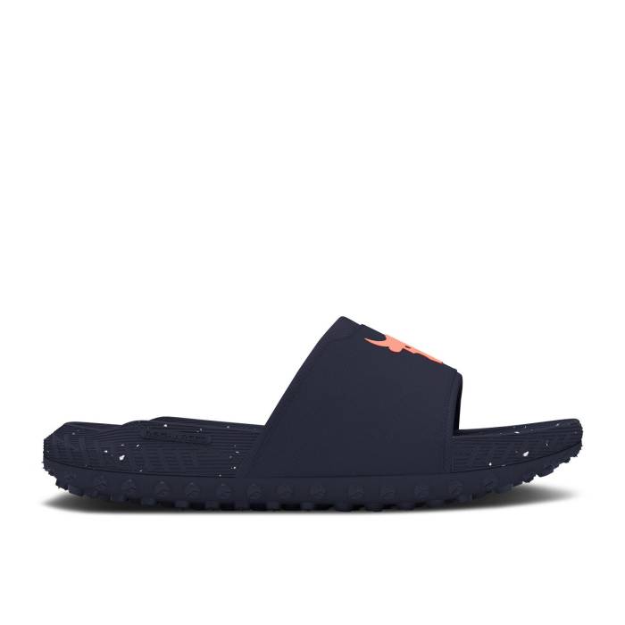 アンダーアーマー Under Armour 【 Project Rock 3 Slide \u0027Midnight Navy Flare Orange\u0027 Men Midnight Navy/Flare Orange 】 Slide サンダル 紺色 米国海軍 メンズ 紺色 米国海軍 orange 橙・オレンジ色