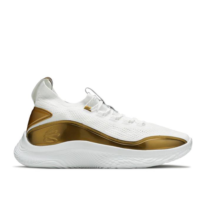 Curry Brand 【 Curry Flow 8 \u0027Gold Blooded\u0027 Men White/White/Metallic Gold 】 カリー 流通受け答え メンズ 白いこと 白いこと ゴールド