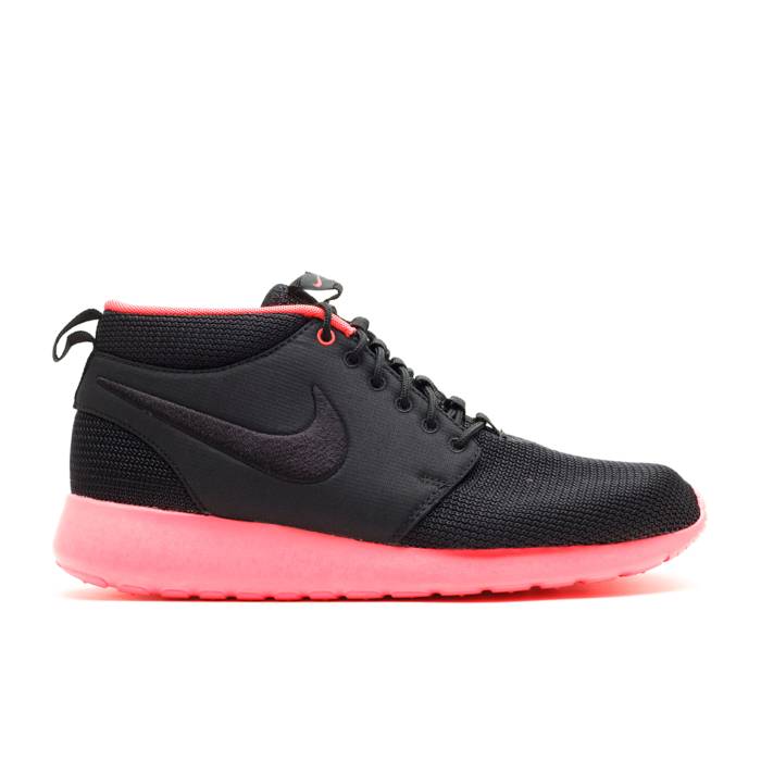 ナイキ Nike 【 Rosherun Mid Men Black/Black-Atomic Red 】 置き目シラン ミッド メンズ 黒いこと 黒いこと Red 赤・赤いこと