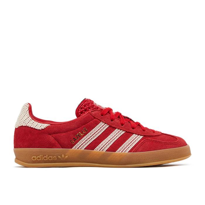 アディダス Adidas 【 Wmns Gazelle Indoor \u0027Crochet Pack - Scarlet\u0027 Women Better Scarlet/Wonder White/Gum 】 ガゼル レディース 白いこと 白いこと