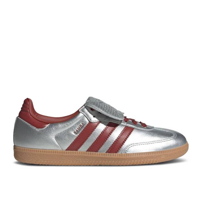 アディダス Adidas 【 Wmns Samba Lt \u0027Silver Metallic Preloved Ruby\u0027 Women Silver Metallic/Preloved Ruby/Gum 】 サンバ レディース Silver しろがね色・しろがね色