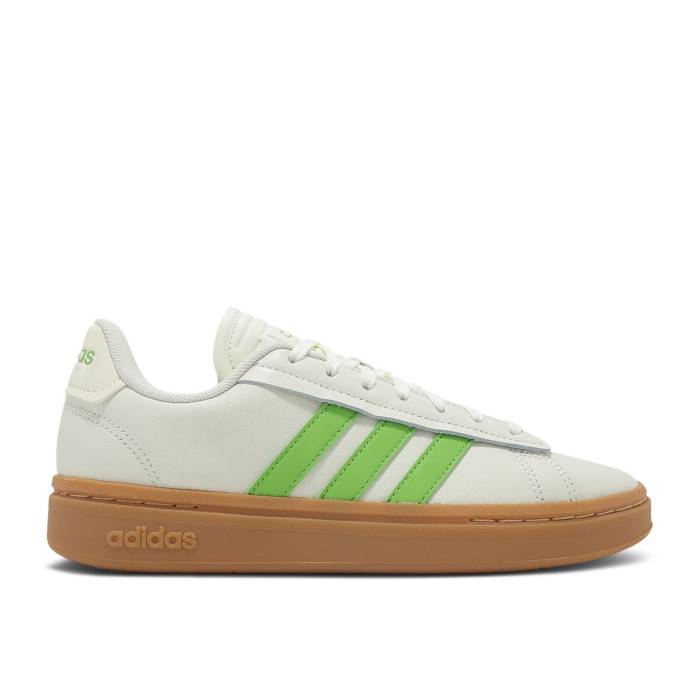 アディダス Adidas 【 Wmns Grand Court Alpha \u0027Off White Semi Lucid Lime Gum\u0027 Women Off White/Semi Lucid Lime/Gum 】 地びた 厚地の外套 アルファ 白いこと 白いこと 菩提樹 レディース 白いこと 白いこと 菩提樹