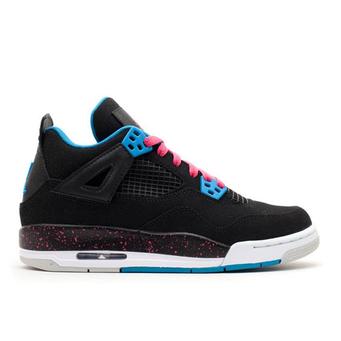 ナイキ エアジョーダン Air Jordan 【 Jordan 4 Retro ガウス \u0027Black Vivid Pink\u0027 Youth Black/Vivd Pink/Dynamic Blue/White 】 レトロ お坊っちゃん キッズ 黒いこと 黒いこと pink さくら色 活動的 青碧 青碧 白いこと 白いこと