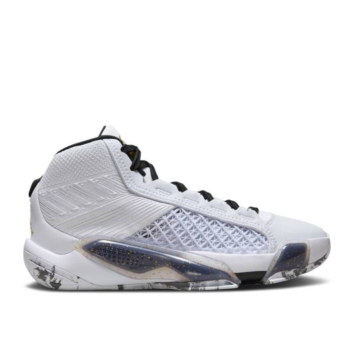 ナイキ エアジョーダン Air Jordan 【 Jordan 38 ガウス \u0027Royalty\u0027 Youth White/Black/Pure Platinum/Metallic Gold 】 お坊っちゃん キッズ 白いこと 白いこと 黒いこと 黒いこと 純一無雑 Platinum プラチナム ゴールド