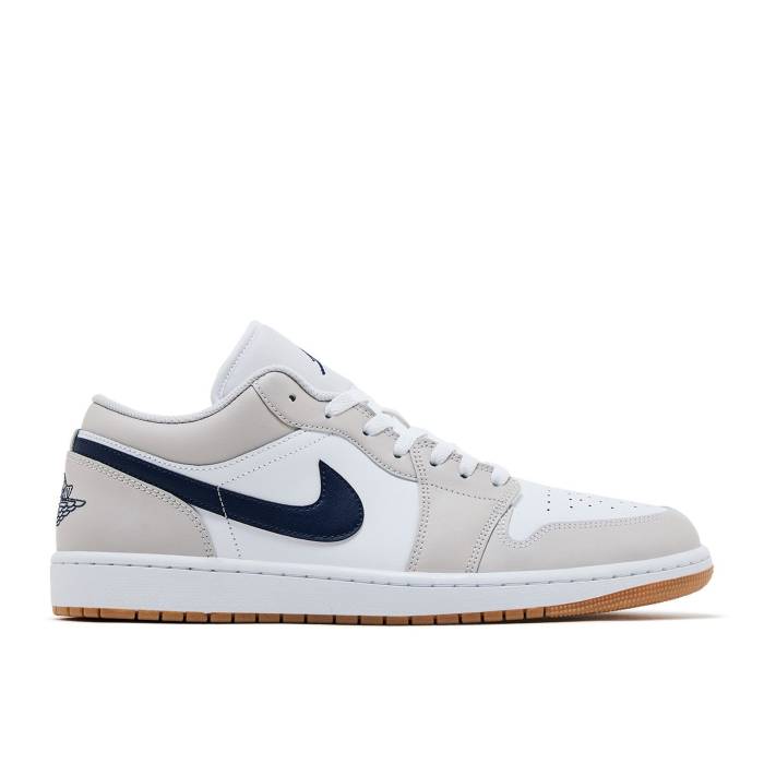ナイキ エアジョーダン Air Jordan 【 Jordan 1 Low \u0027Georgetown\u0027 Men White/Neutral Grey/Gum Medium Brown/Midnight Navy 】 メンズ 白いこと 白いこと 薄墨色 薄墨色 赤銅色 赤銅色 紺色 米国海軍