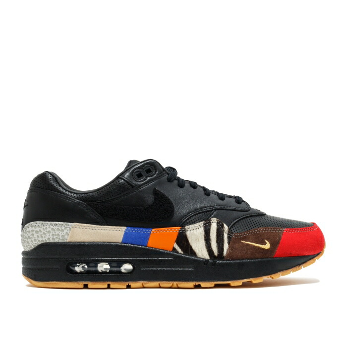 ナイキ Nike 【 Air Max 1 'Master' Men Black/Black/University Red/International Blue 】 マックス 靴 メンズ靴 スニーカー メンズ 黒色 ブラック Red 赤・レッド 青色 ブルー画像