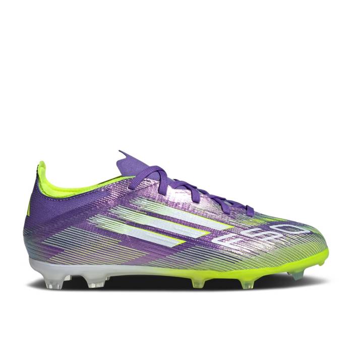 アディダス Adidas 【 Adizero F50 Elite Fg K \u0027Radiant Blaze Pack\u0027 Youth Purple Rush/Cloud White/Lucid Lemon 】 アディゼロ エリート お坊っちゃん キッズ Purple 紫・パープル rush 混雑時 白いこと 白いこと