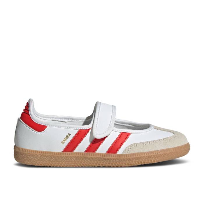 アディダス Adidas 【 Samba Jane J \u0027White Red Gum\u0027 Youth Cloud White/Red/Gum 】 サンバ Red 赤・赤いこと お坊っちゃん キッズ 白いこと 白いこと Red 赤・赤いこと