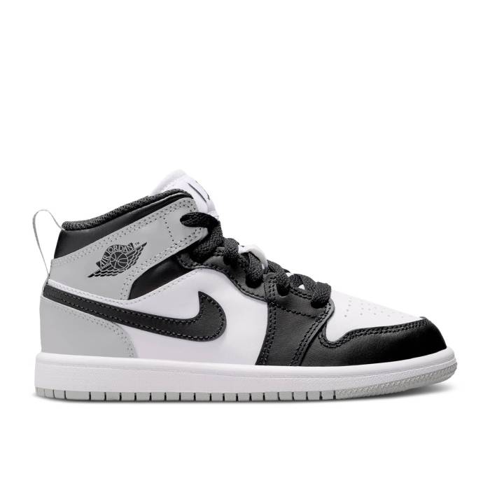 ナイキ　エアジョーダン Air Jordan 【 Jordan 1 Mid Ps 'Barons' Youth White/Light Smoke Grey/Black 】 ミッド ジュニア キッズ 白色 ホワイト 灰色 グレー 黒色 ブラック｜スニケス