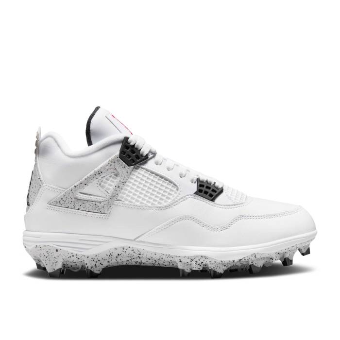 ナイキ エアジョーダン Air Jordan 【 Jordan 4 Retro Td Cleat \u0027White Cement\u0027 Men White/Fire Red/Black/Tech Grey 】 レトロ メンズ 白いこと 白いこと 火の手 Red 赤・赤いこと 黒いこと 黒いこと テック 薄墨色 薄墨色