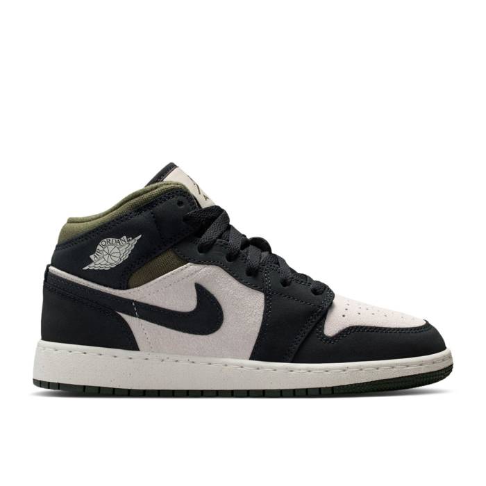 ナイキ エアジョーダン Air Jordan 【 Jordan 1 Mid Se Gs 'Medium Olive Off Noir' Youth Light Orewood Brown/Medium Olive/Sail/Off Noir 】 ミッド olive オリーブ ジュニア キッズ 茶色 ブラウン olive オリーブ|スニケス