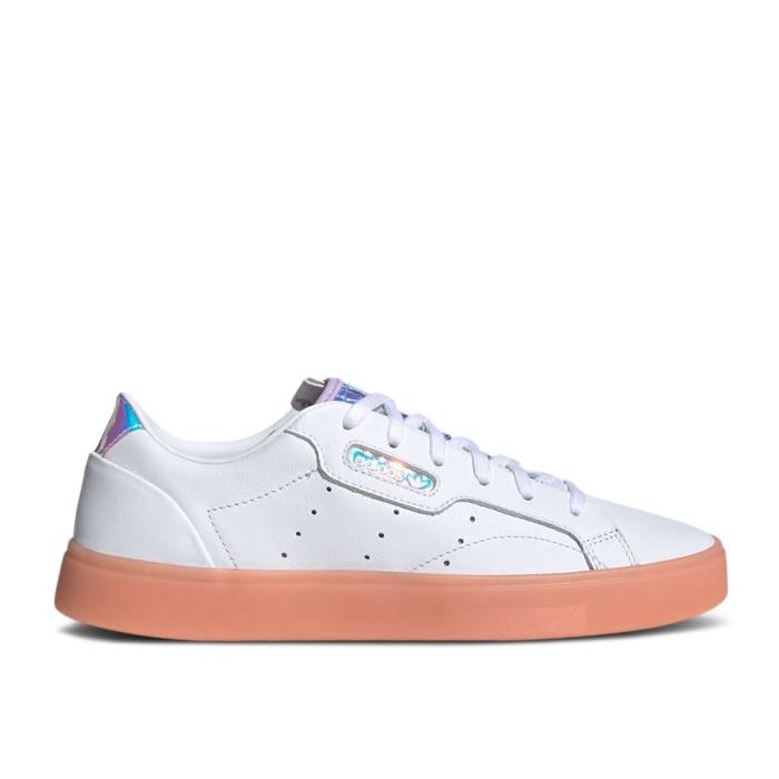 アディダス Adidas 【 Wmns Sleek \u0027White Coral Iridescent\u0027 Women Cloud White/Silver Metallic/Haze Coral 】 レディース 白いこと 白いこと Silver しろがね色・しろがね色