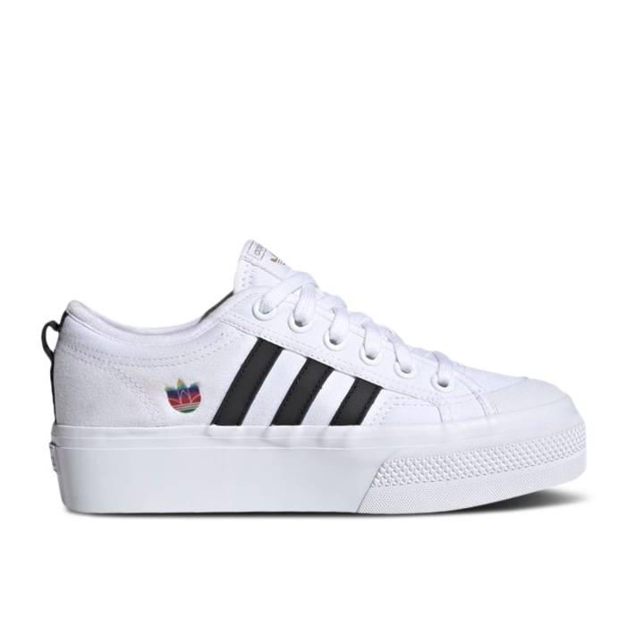 アディダス Adidas 【 Wmns Nizza Platform \u0027Colorful Trefoil\u0027 Women Cloud White/Core Black/Gold Metallic 】 レディース 白いこと 白いこと 中核グループ 黒いこと 黒いこと ゴールド