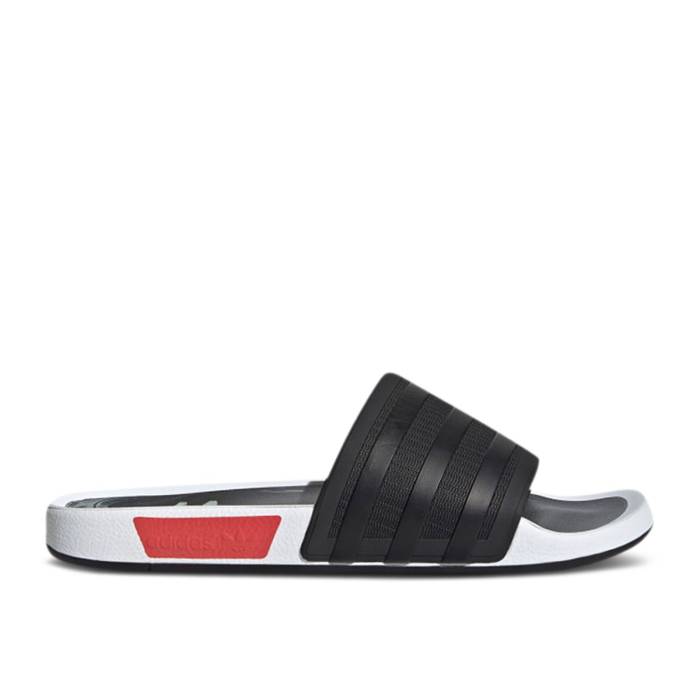 アディダス Adidas 【 Adilette Premium Slides 'Nmd_R1' Men Core Black/Lush Blue/Lush Red 】 アディレッタ Premium プレミアム メンズ コア 黒色 ブラック 青色 ブルー Red 赤・レッド