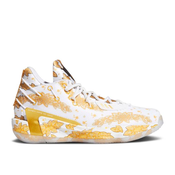 アディダス Adidas 【 Ric Flair X Dame 7 Gca 'White Gold Metallic' Men Cloud White/Gold Metallic/Core Black 】 ゴールド メンズ 白色 ホワイト ゴールド コア 黒色 ブラック｜スニケス