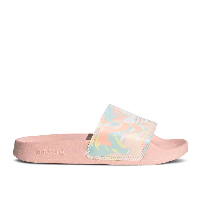 アディダス Adidas 【 Adilette Lite Slide J \u0027Pastel Dreamy Swirls\u0027 Youth Haze Coral/Cloud White/Haze Coral 】 アディレッタ 点火装置 Slide サンダル お坊っちゃん キッズ 白いこと 白いこと