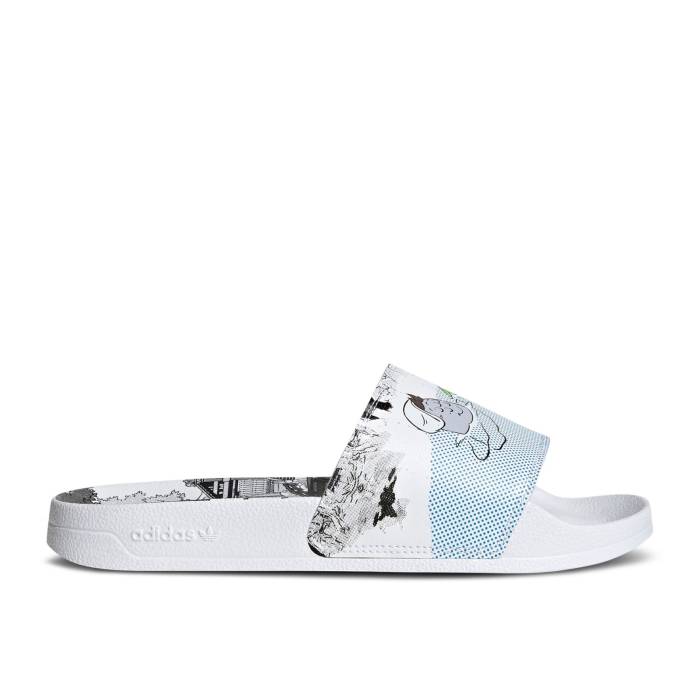 アディダス Adidas 【 Monsters Inc. X Adilette Lite \u0027Mike \u0026 Sulley\u0027 Men Cloud White/Cloud White/Core Black 】 アディレッタ ともし火 メンズ 白いこと 白いこと 中核グループ 黒いこと 黒いこと