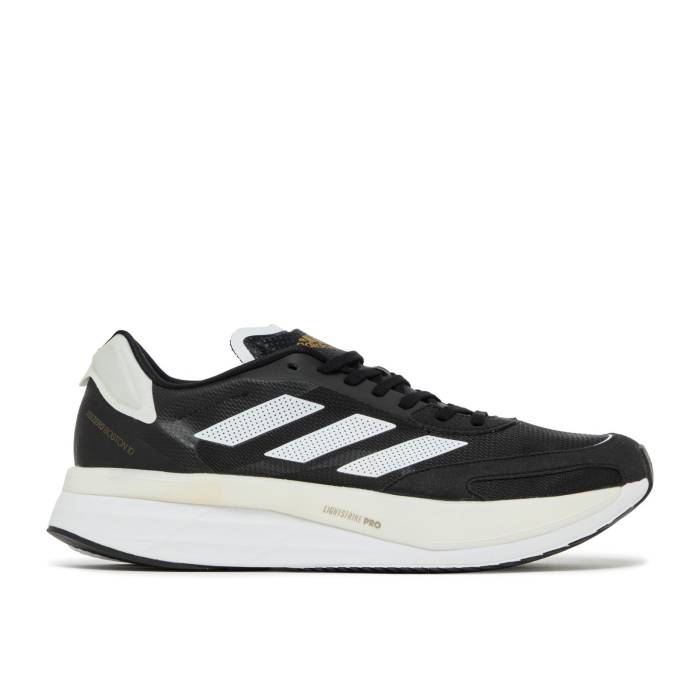 アディダス Adidas 【 Adizero Boston 10 \u0027Black White\u0027 Men Core Black/Cloud White/Gold Metallic 】 アディゼロ 豆の町 メンズ 中核グループ 黒いこと 黒いこと 白いこと 白いこと ゴールド