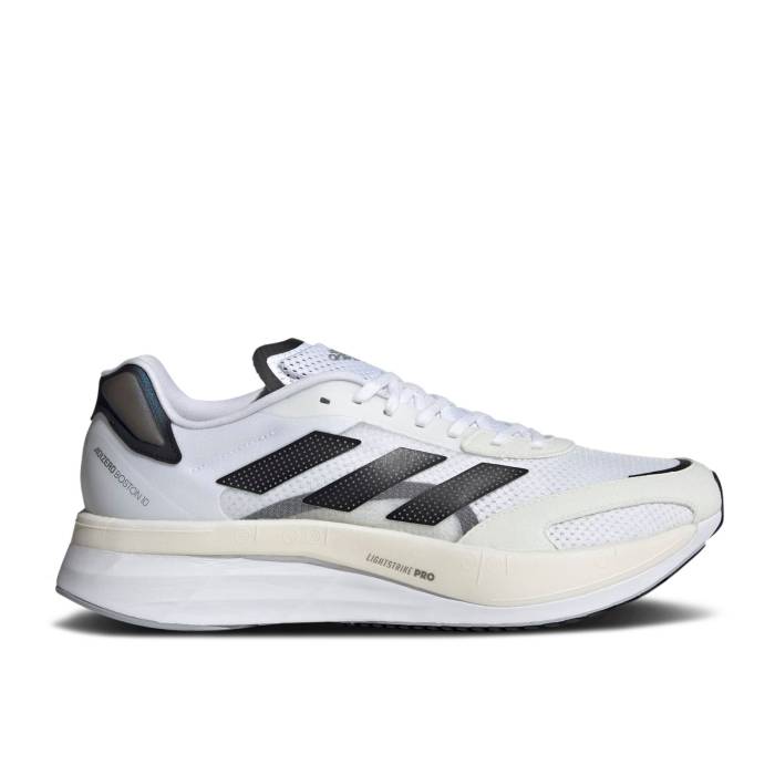 アディダス Adidas 【 Adizero Boston 10 \u0027White Black\u0027 Men Cloud White/Core Black/Silver Metallic 】 アディゼロ 豆の町 メンズ 白いこと 白いこと 中核グループ 黒いこと 黒いこと Silver しろがね色・しろがね色