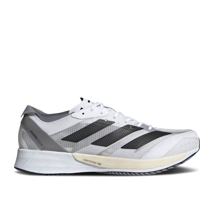 アディダス Adidas 【 Adizero Adios 7 \u0027White Black Grey\u0027 Men Cloud White/Core Black/Grey Three 】 アディゼロ アディオス 黒いこと 黒いこと メンズ 白いこと 白いこと 中核グループ 黒いこと 黒いこと 薄墨色 薄墨色