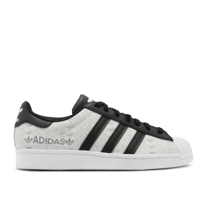 アディダス Adidas 【 Superstar \u0027Reflective Allover Logo - White Black\u0027 Men Footwear White/Core Black/Grey Two 】 Superstar はやりっ児 ロゴタイプ 白いこと 白いこと メンズ 白いこと 白いこと 中核グループ 黒いこと 黒いこと 薄墨色 薄墨色