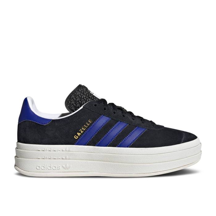 アディダス Adidas 【 Wmns Gazelle Bold \u0027Black Lucid Blue\u0027 Women Core Black/Lucid Blue/Gold Metallic 】 ガゼル レディース 中核グループ 黒いこと 黒いこと 青み 青色 ゴールド