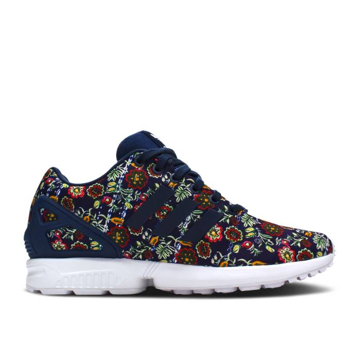 アディダス Adidas 【 The Farm Company X Wmns Zx Flux \u0027Floral\u0027 Women Blue/Red/White/Dark Slate 】 レディース 青み 青色 Red 赤・赤いこと 白いこと 白いこと
