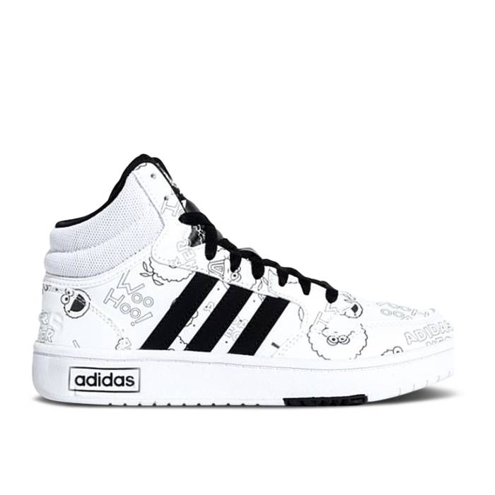 アディダス Adidas 【 Sesame Street X Wmns Neo Hoops 3.0 Mid \u0027Woo Hoo!\u0027 Women Cloud White/Cloud White/Core Black 】 street 表どおり ネオ ミッド レディース 白いこと 白いこと 中核グループ 黒いこと 黒いこと