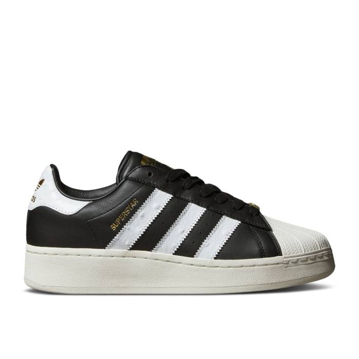 アディダス Adidas 【 Superstar Xlg \u0027Black White Ostrich\u0027 Men Core Black/Footwear White/Gold Metallic 】 Superstar はやりっ子 白いこと 白いこと メンズ 中核グループ 黒いこと 黒いこと 白いこと 白いこと ゴールド 靴-スニーカー