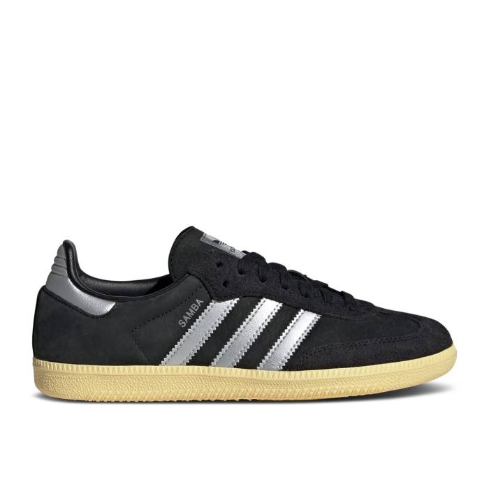 アディダス Adidas 【 Wmns Samba Og \u0027Black Almost Yellow\u0027 Women Core Black/Matte Silver/Almost Yellow 】 サンバ レディース 中核グループ 黒いこと 黒いこと Silver しろがね色・しろがね色 yellow 黄味がかった・黄色