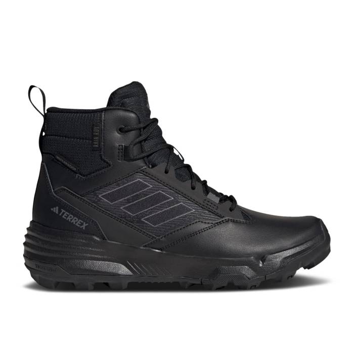 アディダス Adidas 【 Terrex Unity Leather Mid Rain.rdy \u0027Black Grey\u0027 2023 Men Core Black/Core Black/Grey Four 】 なめし革 ミッド メンズ 中核グループ 黒いこと 黒いこと 薄墨色 薄墨色