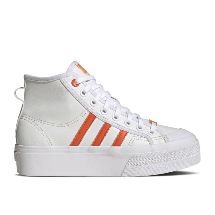 アディダス Adidas 【 Wmns Nizza Platform Mid Vegan 'White Bliss Orange' Women Cloud White/Semi Impact Orange/Bliss Orange 】 ミッド レディース 白色 ホワイト インパクト orange 橙・オレンジ