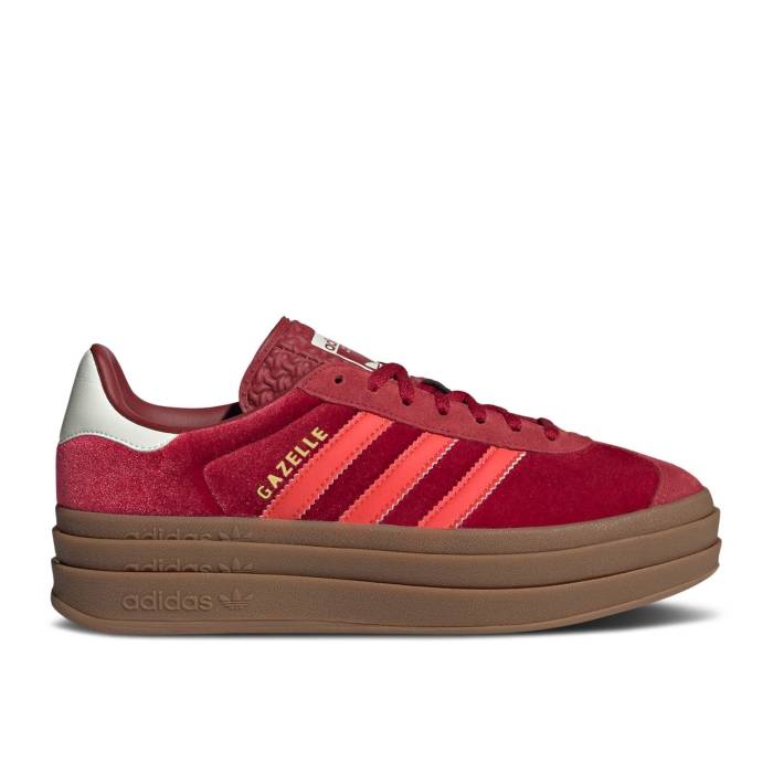 アディダス Adidas 【 Wmns Gazelle Bold \u0027Bright Red Velvet\u0027 Women Red/Bright Red/Off White 】 ガゼル Red 赤・赤いこと レディース Red 赤・赤いこと 白いこと 白いこと