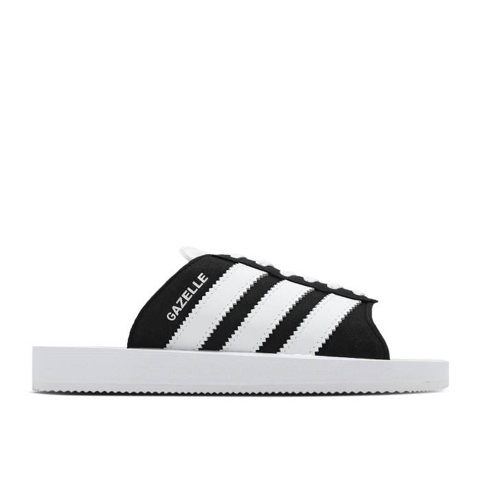 アディダス Adidas 【 Wmns Gazelle Beach Slides \u0027Black White\u0027 Women Core Black/Cloud White/Cloud White 】 ガゼル レディース 中核グループ 黒いこと 黒いこと 白いこと 白いこと