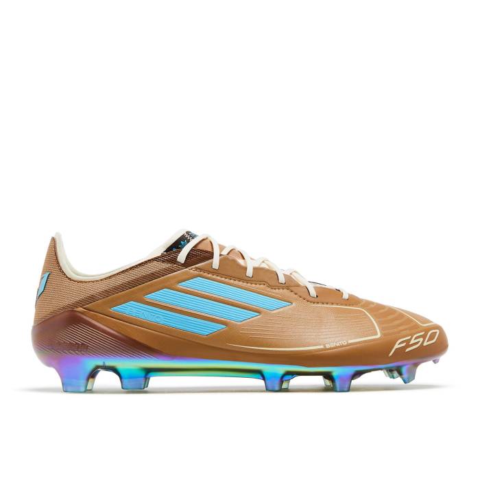 アディダス Adidas 【 Bad Bunny X Messi Adizero F50 Elite Fg \u0027La Voz De Los Fans\u0027 Men Cardboard/Cream White/Bright Cyan 】 アディゼロ エリート メンズ 皮膚軟化剤 白いこと 白いこと シアン