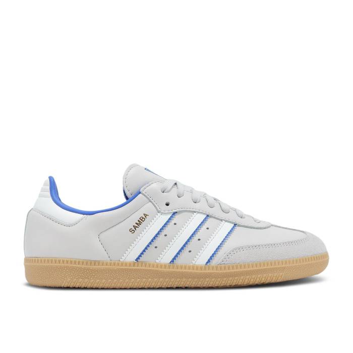 アディダス Adidas 【 Samba Og \u0027Two Tone Stripes - Grey Blue\u0027 Men Grey One/Crystal White/Blue 】 サンバ 薄墨色 薄墨色 メンズ 薄墨色 薄墨色 白いこと 白いこと 青碧 青碧