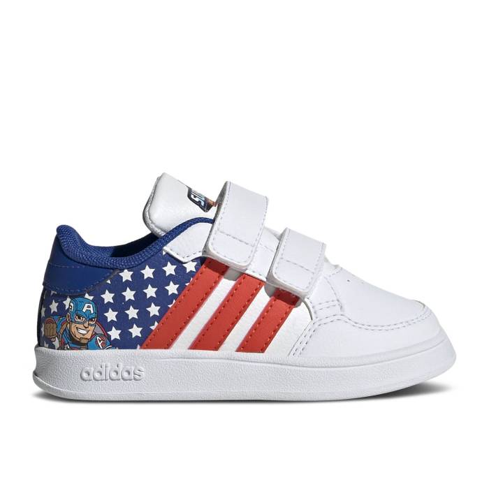 アディダス Adidas 【 Marvel X Breaknet I \u0027Captain America\u0027 Infant Cloud White/Deep Orange/Royal Blue 】 もの言う花 白いこと 白いこと ディープ orange 橙・オレンジ色 青碧 青碧