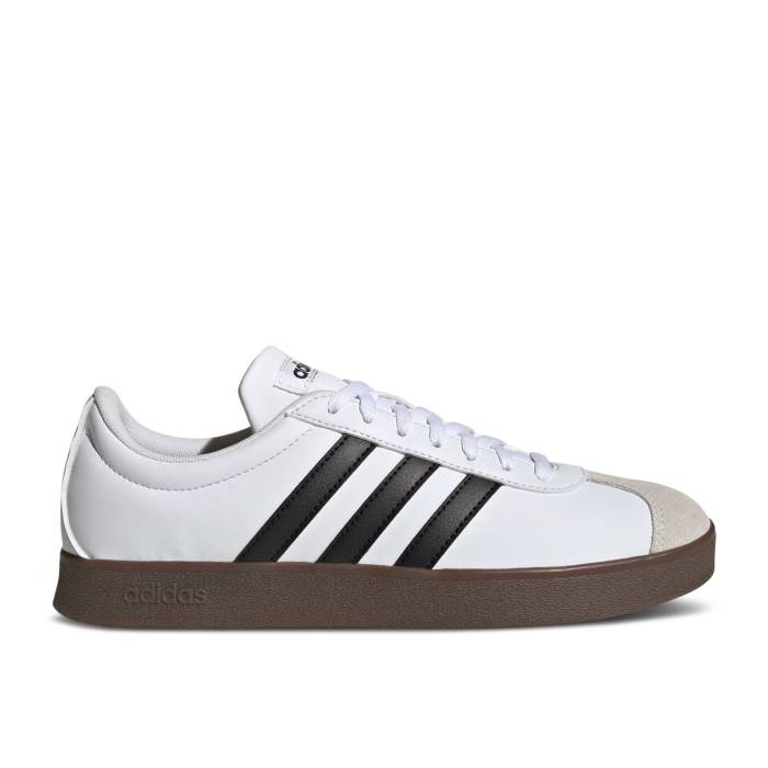 アディダス Adidas 【 Wmns Vl Court Base \u0027White Black Gum\u0027 Women Cloud White/Core Black/Grey One 】 厚地の外套 黒いこと 黒いこと レディース 白いこと 白いこと 中核グループ 黒いこと 黒いこと 薄墨色 薄墨色