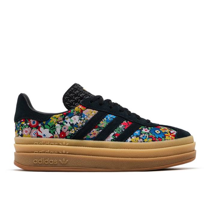 アディダス Adidas 【 Liberty London X Wmns Gazelle Bold \u0027Floral Embroidery\u0027 Women Core Black/Supplier Colour/Gold Metallic 】 ガゼル レディース 中核グループ 黒いこと 黒いこと ゴールド