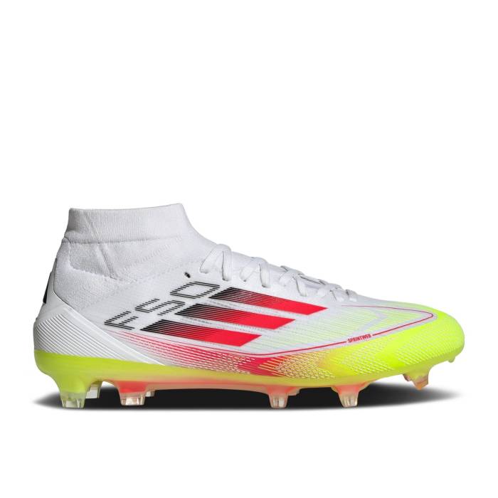 アディダス Adidas 【 Wmns Adizero F50 Pro Mid Fg \u0027Pure Victory Pack\u0027 Women Cloud White/Lucid Red/Solar Yellow 】 アディゼロ 労働者階級 ミッド Victory 制勝 レディース 白いこと 白いこと Red 赤・赤いこと yellow 黄味がかった・イエ