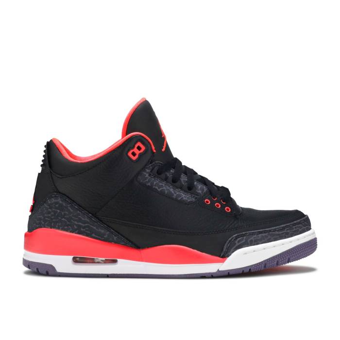 ナイキ エアジョーダン Air Jordan 【 Jordan 3 Retro \u0027Crimson\u0027 Men Black/Bright Crimson/Canyon Purple 】 レトロ メンズ 黒いこと 黒いこと クリムゾン Purple 紫・パープル