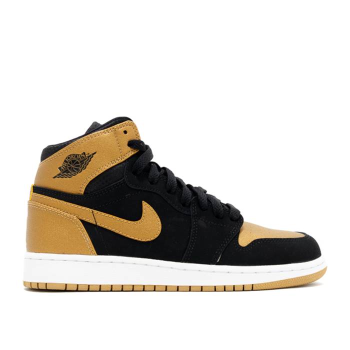ナイキ エアジョーダン Air Jordan 【 Jordan 1 Retro High Bg \u0027Melo\u0027 Youth Black/Metallic Gold-White 】 レトロ ご機嫌 御坊っちゃん キッズ 黒いこと 黒いこと スニーカー-キッズファッション
