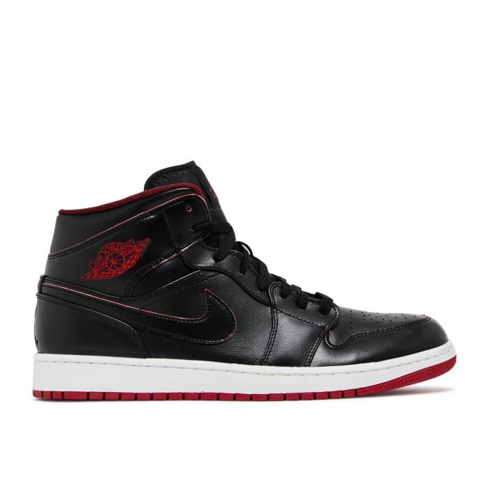 ナイキ エアジョーダン Air Jordan 【 Jordan 1 Mid \u0027Black Red\u0027 Men Black/White/Gym Red/Black 】 ミッド メンズ 黒いこと 黒いこと 白いこと 白いこと Red 赤・赤いこと
