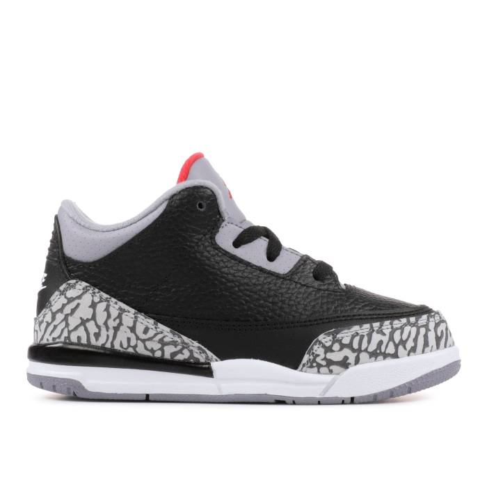 ナイキ エアジョーダン Air Jordan 【 Jordan 3 Retro Og Td \u0027Black Cement\u0027 2018 Infant Black/Fire Red-Cement Grey 】 レトロ もの言う花 黒いこと 黒いこと 火の手 薄墨色 薄墨色