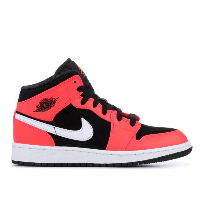 ナイキ エアジョーダン Air Jordan 【 Jordan 1 Mid Bg \u0027Infrared 23\u0027 Youth Black/Infrared 23-White 】 ミッド 御坊っちゃん キッズ 黒いこと 黒いこと