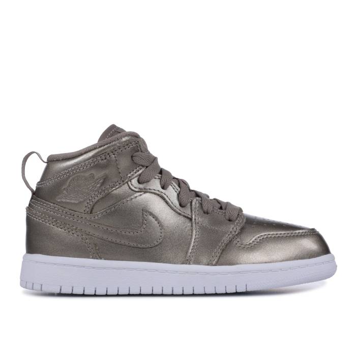 ナイキ エアジョーダン Air Jordan 【 Jordan 1 Mid Se Ps \u0027Sepia Stone\u0027 Youth Sepia Stone/White/Noble Red 】 ミッド 御坊っちゃん キッズ 白いこと 白いこと Red 赤・赤いこと