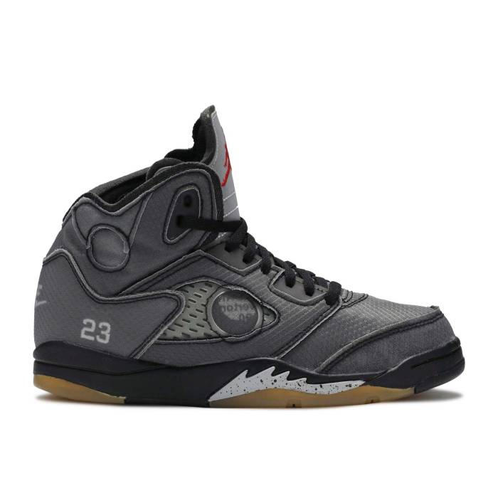 ナイキ エアジョーダン Air Jordan 【 Off-White X Jordan 5 Retro Sp Ps \u0027Muslin\u0027 Youth Black/Fire Red/Muslin 】 象牙色 レトロ 御坊っちゃん キッズ 黒いこと 黒いこと 火の手 Red 赤・赤いこと
