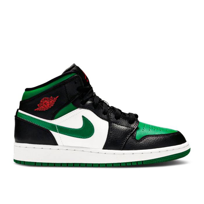 ナイキ エアジョーダン Air Jordan 【 Jordan 1 Mid ガウス \u0027Black Pine Green\u0027 Youth Black/White/Gym Red/Pine Green 】 ミッド 御坊っちゃん キッズ 黒いこと 黒いこと 白いこと 白いこと Red 赤・赤いこと green 緑・緑であること